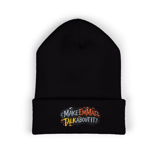Embroidered 'MakeEmMad' Cuffed Beanie — Cozy Mental Health Awareness Hat - BrandVizion